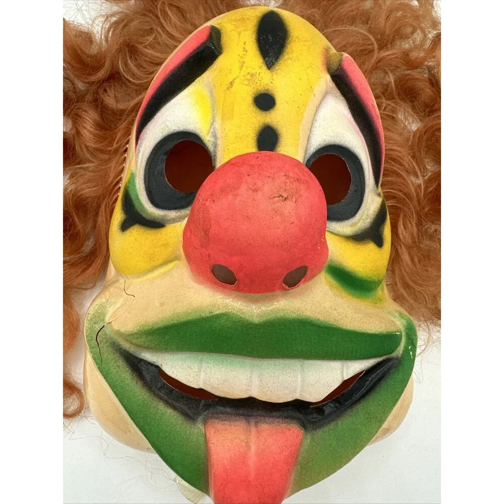 Vintage Mask Evil Clown Circus Halloween Costume Vacaform Bayshore Horror RARE